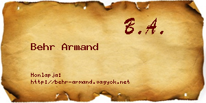 Behr Armand névjegykártya